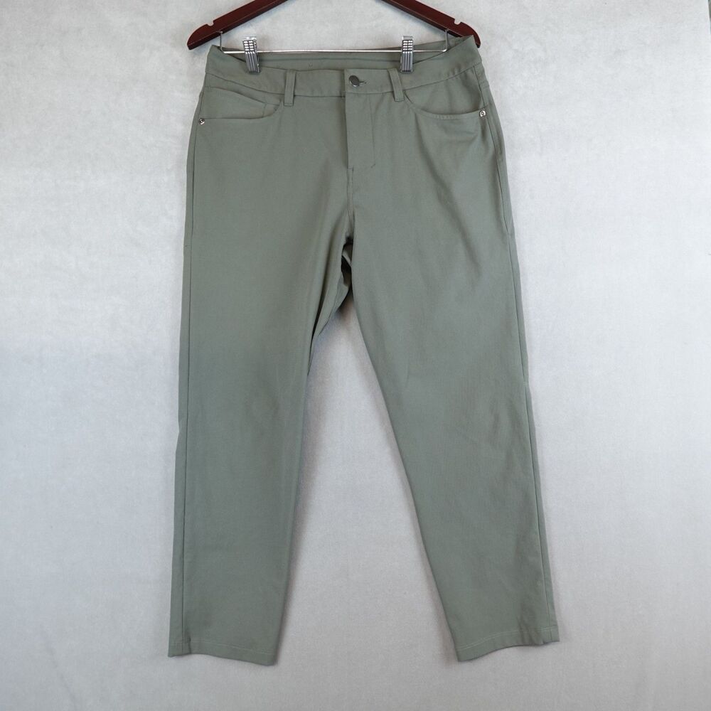Lululemon ABC Pant Slim Fit Trouser Men 31x26 Warpstreme Army Green Commuter